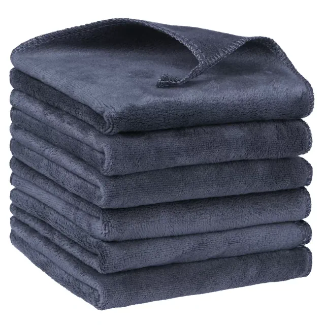 Unique Bargains Dishwashing Cleaning Microfiber Thick Absorbent Kitchen Towels 12" x 12" 6 Pcs Grey