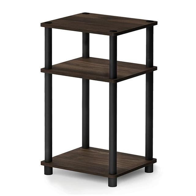 FURINNO Just 3-Tier End Table, 1-Pack, Columbia Walnut/Black