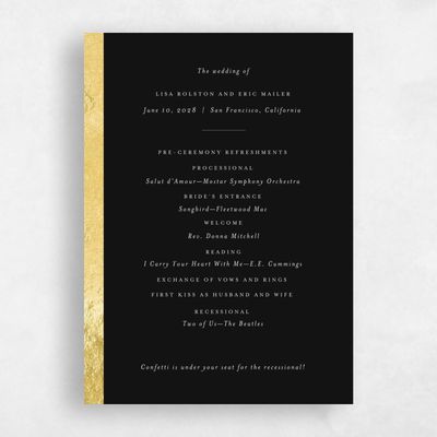 Black Simple Wedding Program - Jules Foil