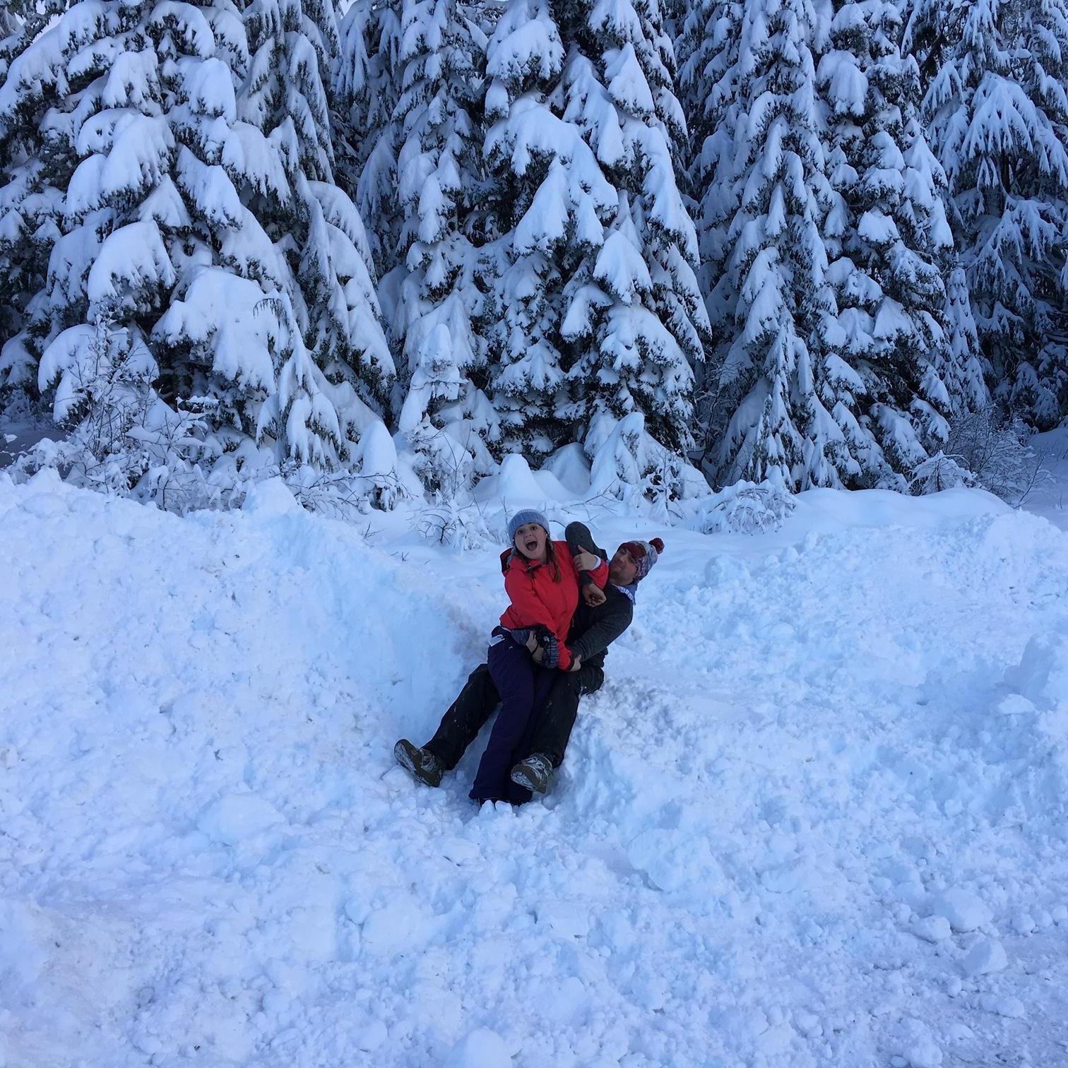 Wrestling in the snow is also a favorite of ours