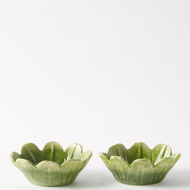 Set of two Palm Leaf ceramic bowls