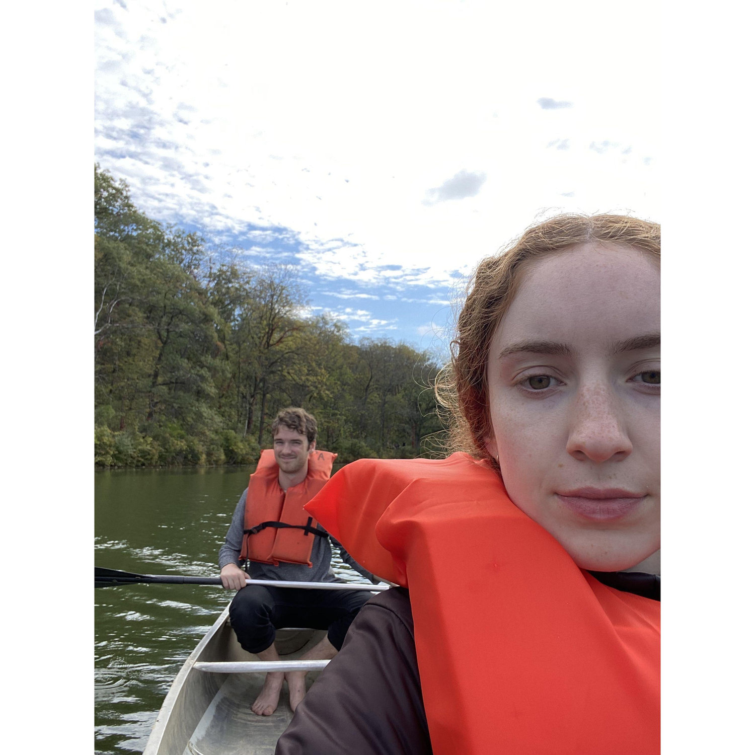 Fighting in a canoe.