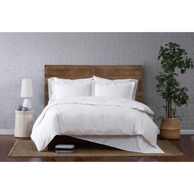 3pc Full/Queen Solid Percale Duvet Cover Set White - Cannon