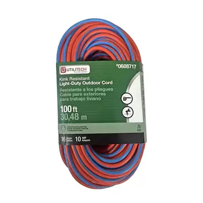 Utilitech 100-ft 16/3 3-Prong Outdoor Sjtw Light Duty General Extension Cord
