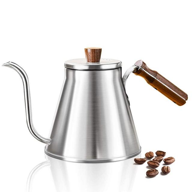 Stovetop Stainless Steel Coffee Kettle 1.2L/40oz, Gooseneck Pour Over Coffee Kettle for Tea and Coffee, Silver