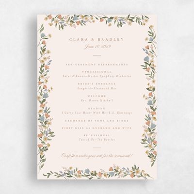 Linen, Beige Wedding Program - Florentina