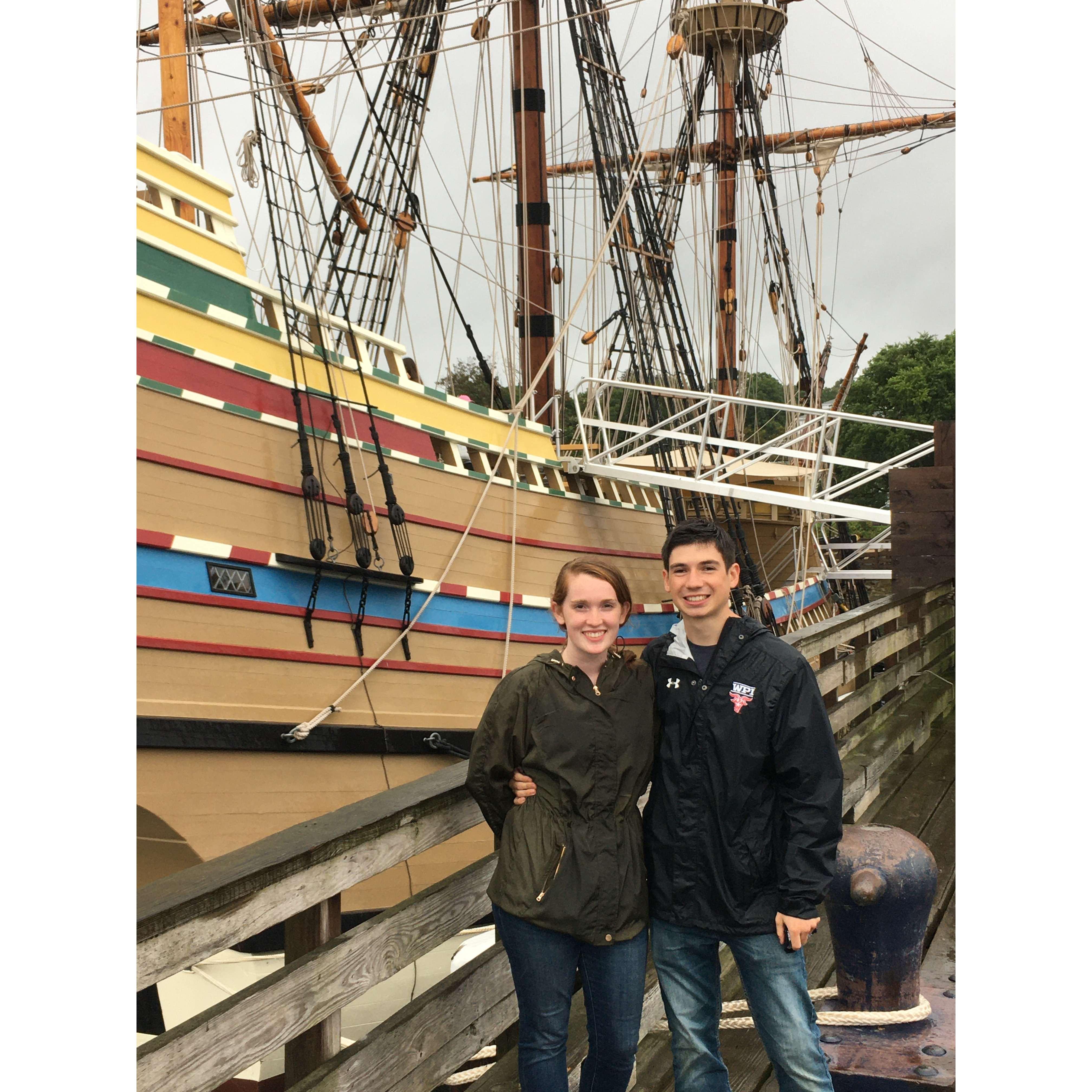 Summer 2020: Mayflower is back in Plymouth so Brian took Olivia- it was pouring but made it a memorable first visit!