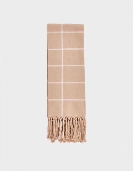 Woven Grid Towel in Peach