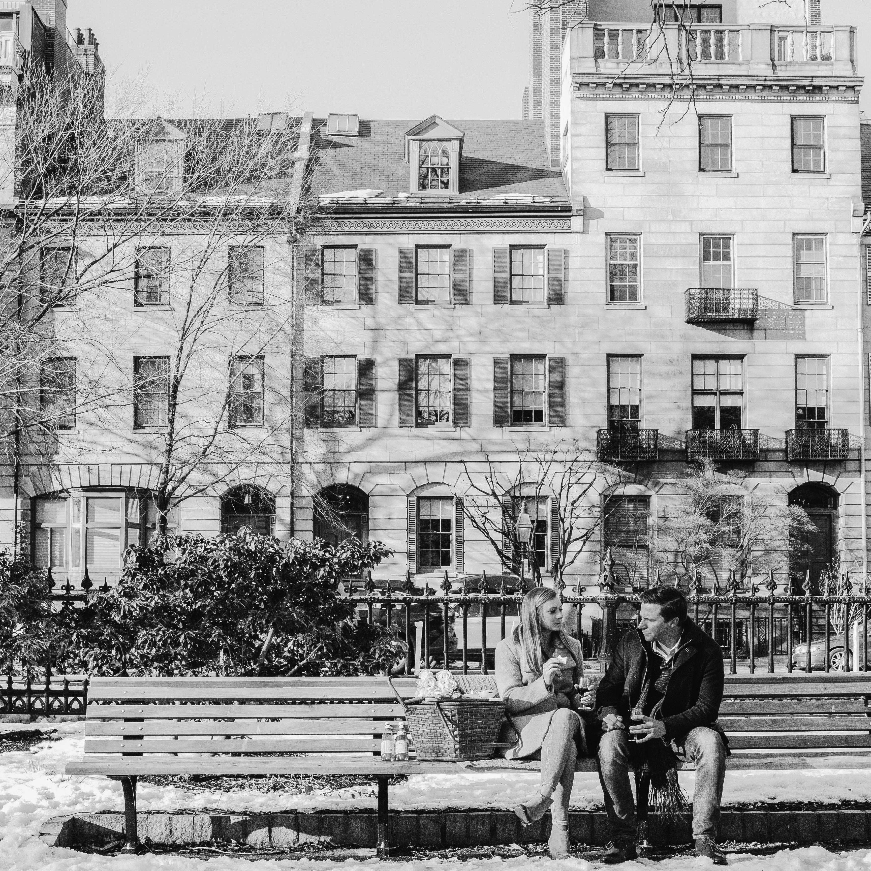 Engagement picnic in the Boston Public Garden