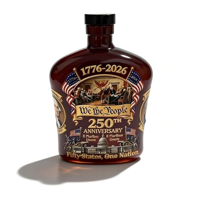 U.S. 250th Anniversary Commemorative "We the People" Whiskey Bottle, Anniversary Commemorative Personal Reserve Glass Wine Bottle, Decanter for Whisky, Bourbon, Scotch, Wine