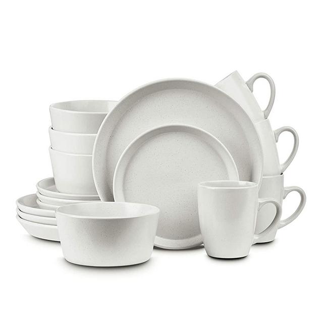 Stone Lain Coupe Stoneware Dinnerware Set, Service For 4, Snow White