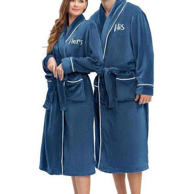 AW BRIDAL 2Pcs His and Hers Robes Plush Fleece Kimono Robes for Women/Men, Christmas Wedding Engagement Gifts for Couple