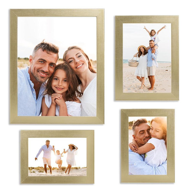 Sheffield Home 4 Piece Gallery Wall Frame Set, 8x10 Inch, 5x7 Inch, and 4x6 Inch, Gold