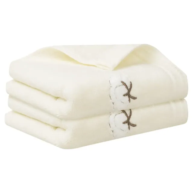 Unique Bargains Bathroom Kitchen Comfortable Lightweight Cotton Hand Towels 14" x 28" 2 Pcs Beige