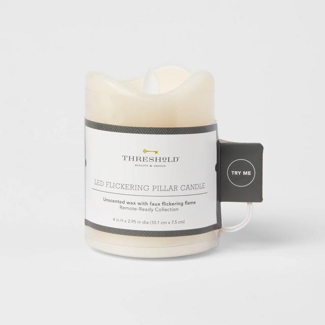4" x 3" LED Flickering Flame Candle Cream - Threshold™