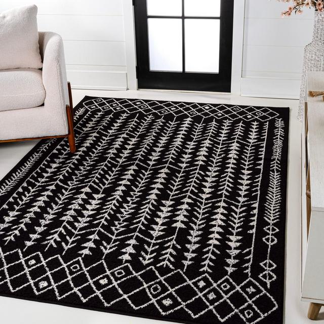 JONATHAN Y Ziri Moroccan Geometric Black/Cream 5 ft. x 8 ft. Area Rug