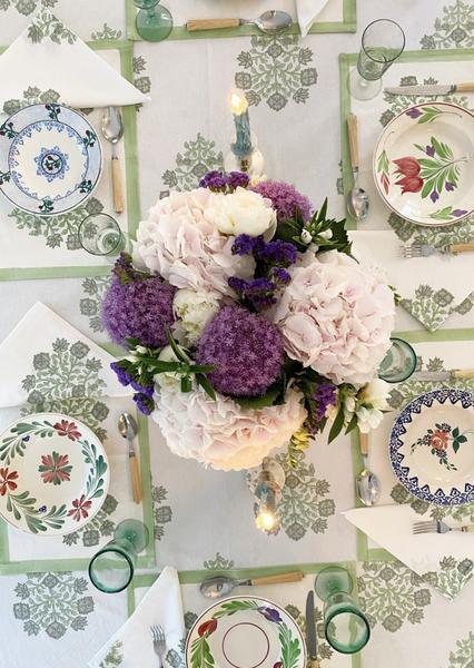 Celadon Poppy Tablecloth