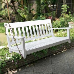 Thames White Wood Porch Swing