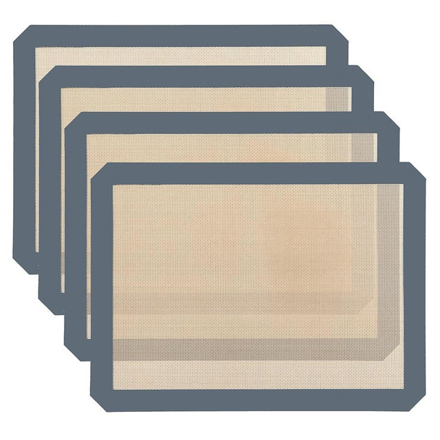 XSSDPDC 4-Pack Silicone Baking Mats - Non-Stick, Reusable, Heat-Resistant, Suitable for Cookies, Macarons, Pizza - Dishwasher Safe, Food Grade Kitchen Mats（Gray）