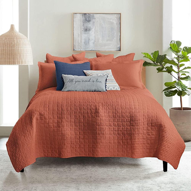 Levtex Home - Mills Waffle - Full/Queen Quilt Set - Adobe Cotton Waffle - Quilt Size (88 x 92in.), Sham Size (26 x 20in.)