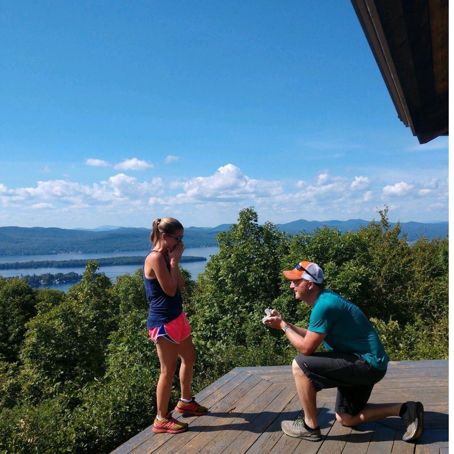 Mike proposed at the top of Pilot Knob Preserve.