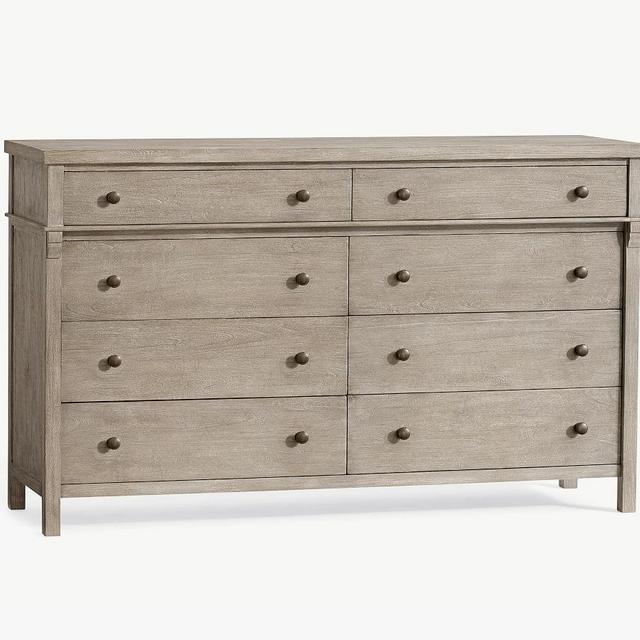 Toulouse 8-Drawer Wide Dresser, Gray Wash