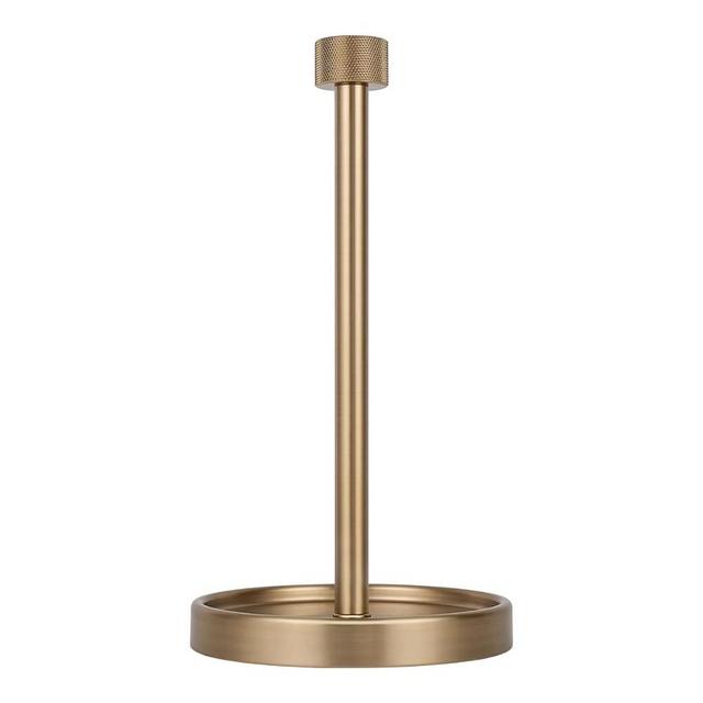 Ivilon Countertop Paper Towel Holder - Modern Knurling End Cap Minimalist Design - Color Warm Gold