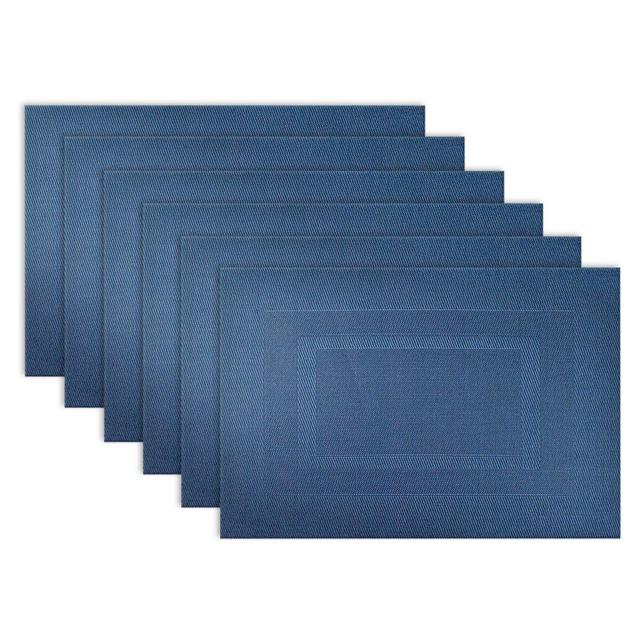 Design Imports Double Bordered Square Placemats in Nautical Blue (Set of 6)