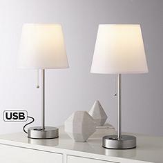 Set of 2 Justin 18" High Metal Accent Lamps with USB Ports