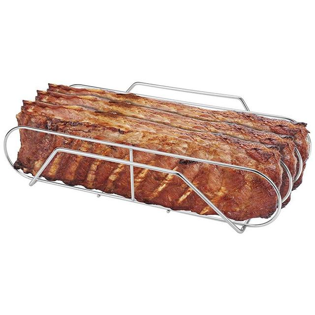SOLIGT Extra Long 304 Stainless Steel Rib Rack for 18” or Larger Grills - Holds up to 3 Full Racks of Ribs