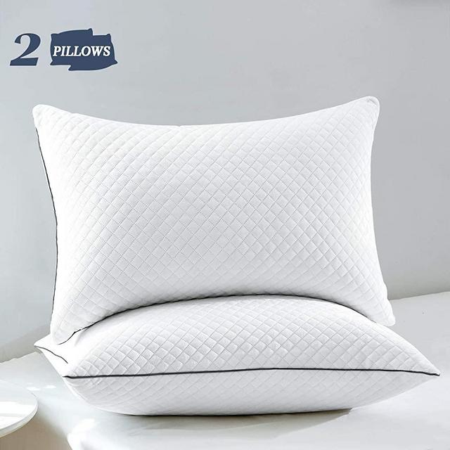GOHOME Bed Pillows for Sleeping 2 Pack, Luxury Down Alternative Pillows with Soft Velvet Fabric, Full Size Sleeping Pillows for Side and Back Sleepers, 20"x26" Standard Size