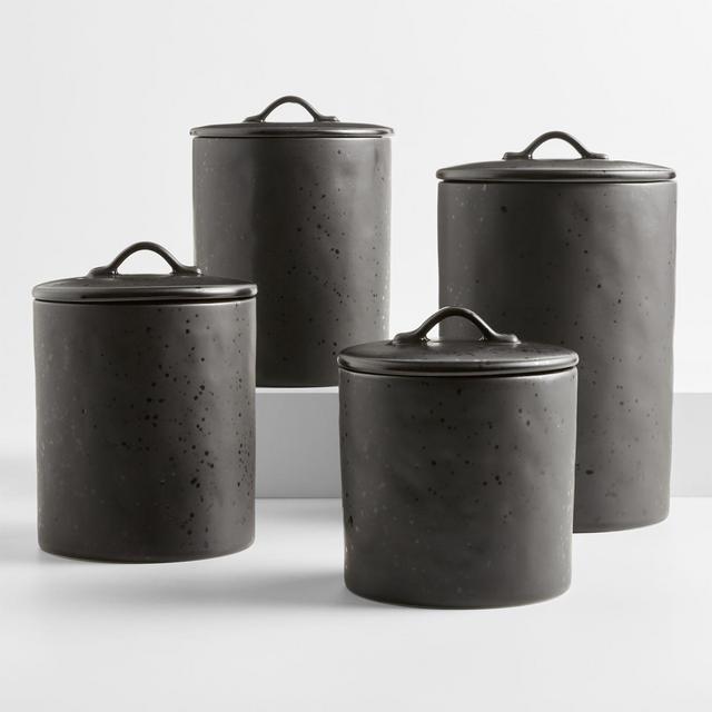 Marin Matte Black Stoneware Canister Set