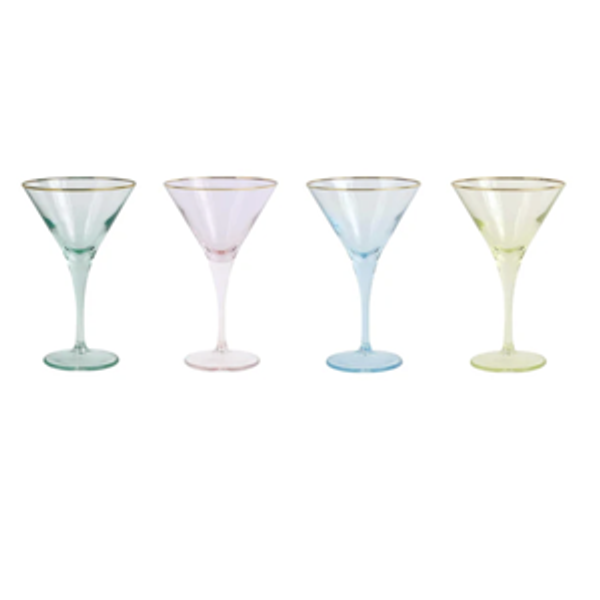 Rainbow Assorted Martini Glasses - Set of 4