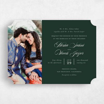 Green Ticket Wedding Invitation - Grazio Photo