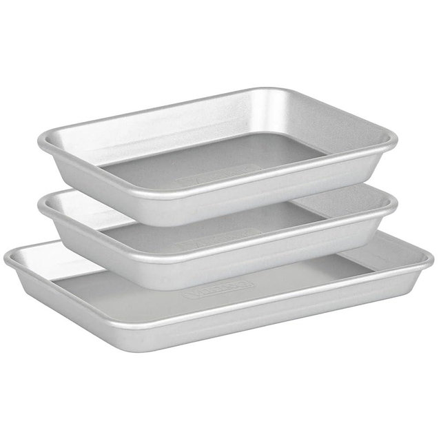 Viking Premium Nonstick Ceramic Baking Sheet Pan Set, Made without PFAS, 3-Piece Heavy Gauge Aluminized Steel Cookie Sheets with Reinforced Iron Frame, 9 and 13-Inch Baking Pans, Oven Safe to 475F