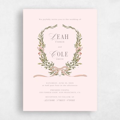 Lightest Blush, Pink Wedding Invitation - Cindra Classic