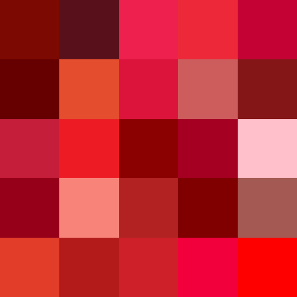 Wedding Color Palette (An array of REDS)