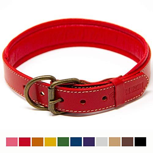 Logical Leather Padded Dog Collar - Best Full Grain Heavy Duty Genuine Leather Collars