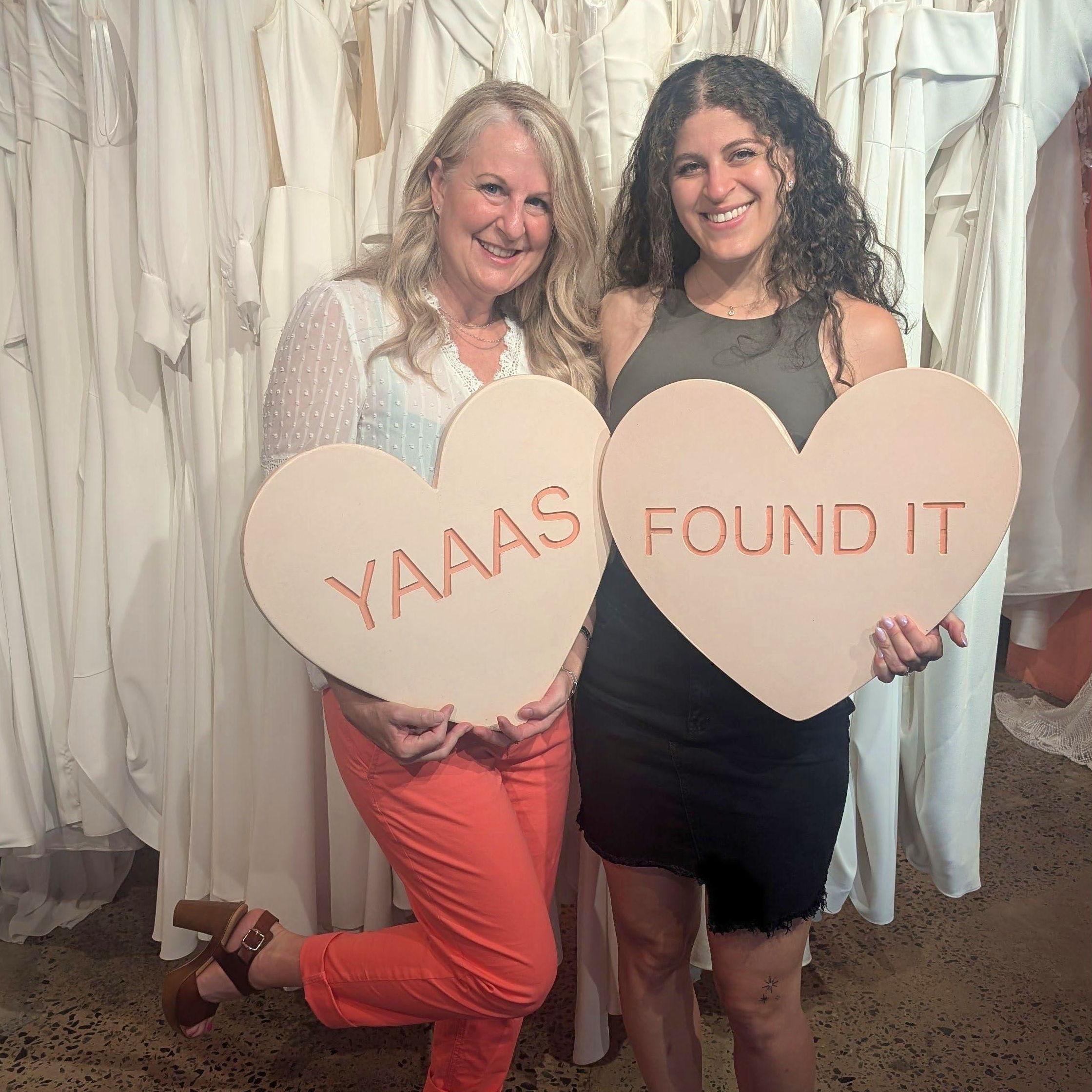 Paige saying, YES to the dress with her mom in Charlotte in 2024