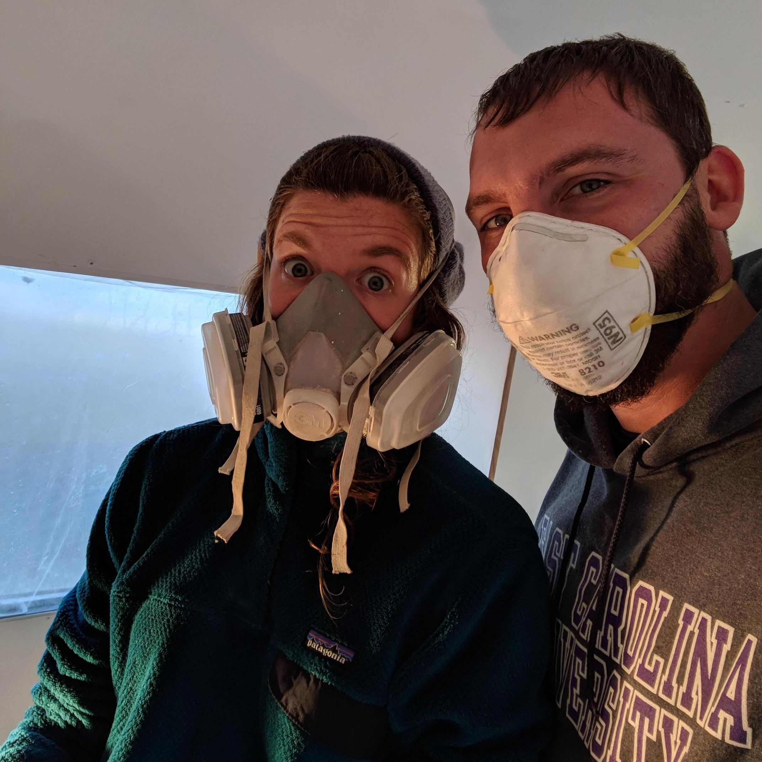 Doing work, helping our friends Laura and Marc with their Airstream, 2017