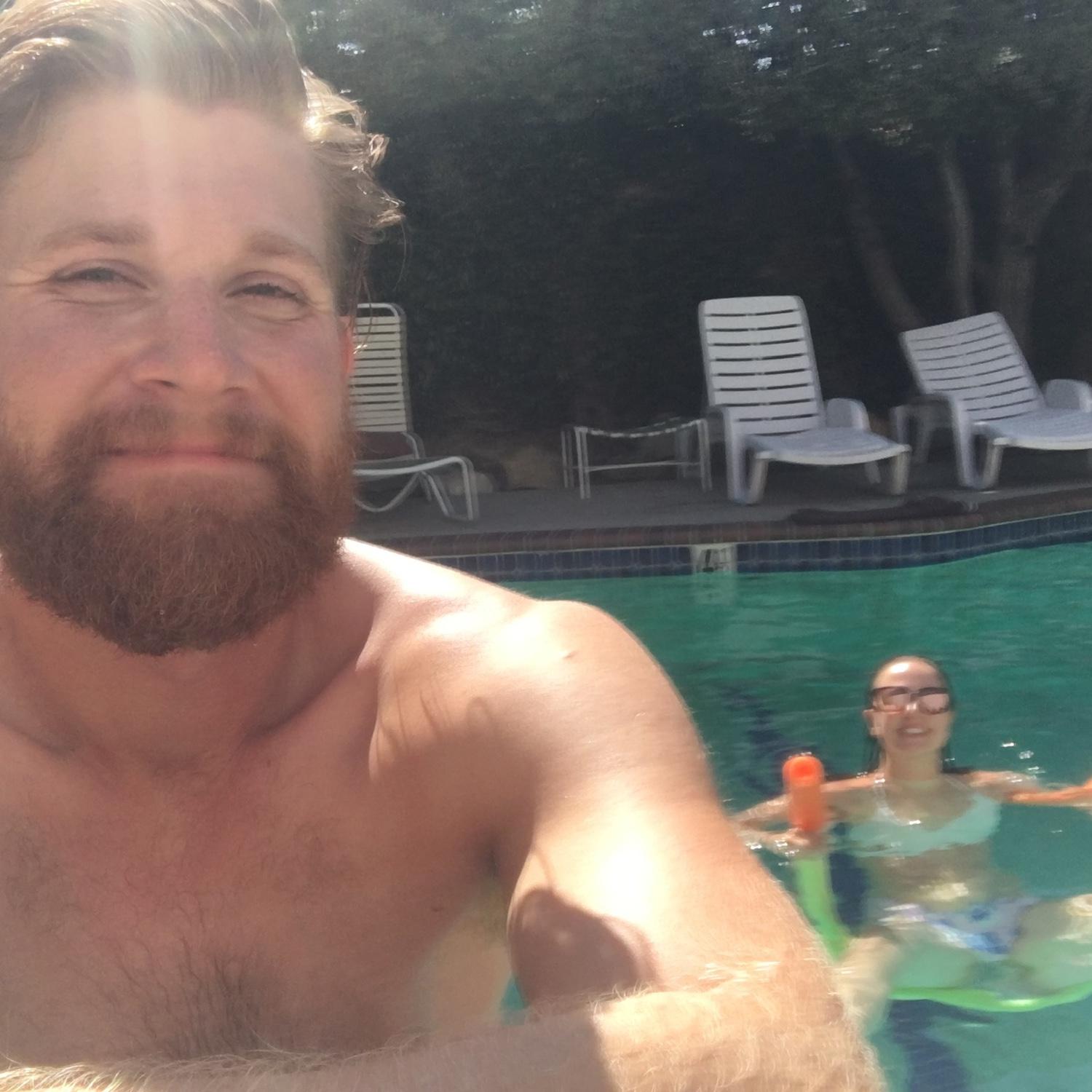 Soaking up pool time in LA, 2019