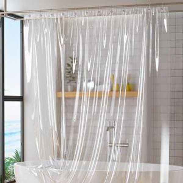 BigFoot Shower Curtain Liner – 72 x 72 PEVA Premium Shower Curtain with Rustproof Metal Grommet and 3 Magnetic Weights – Odor Free and Compatible with Standard Showers, Clear