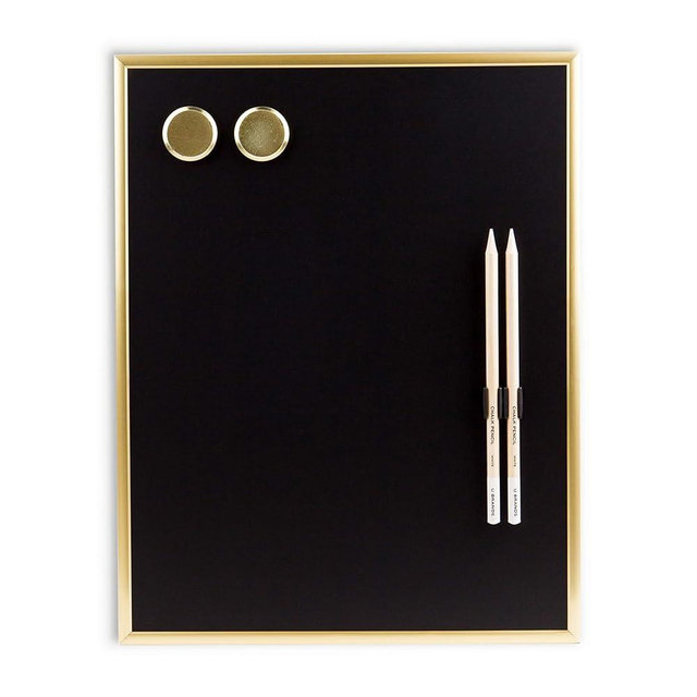 U Brands Magnetic Chalkboard, 11"x14", Gold Metal Frame, Premium Matte Surface, includes Chalk Pencils and Magnets