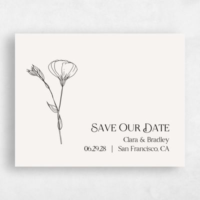 Beige Simple Wedding Save the Date - Flora Landscape