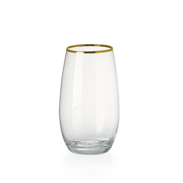 Metallic Rimmed Stemless Drinkware, Set of 4, Water Glass