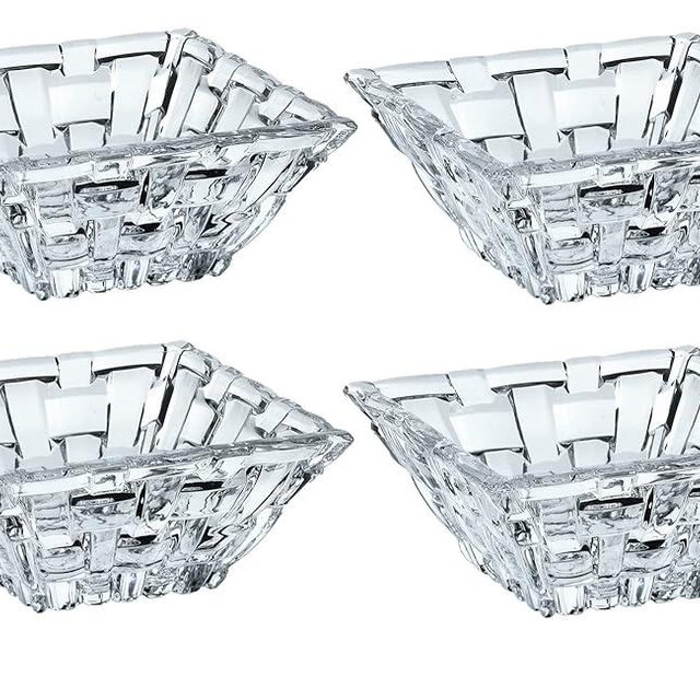 Nachtmann Bossa Nova Collection Dip Bowl Set of 4, Square, 3-Inch, Bowl for Dipping Sauce, Snacks, and Nuts, Chip and Dip Dish, Crystal Clear Glass, Dishwasher Safe