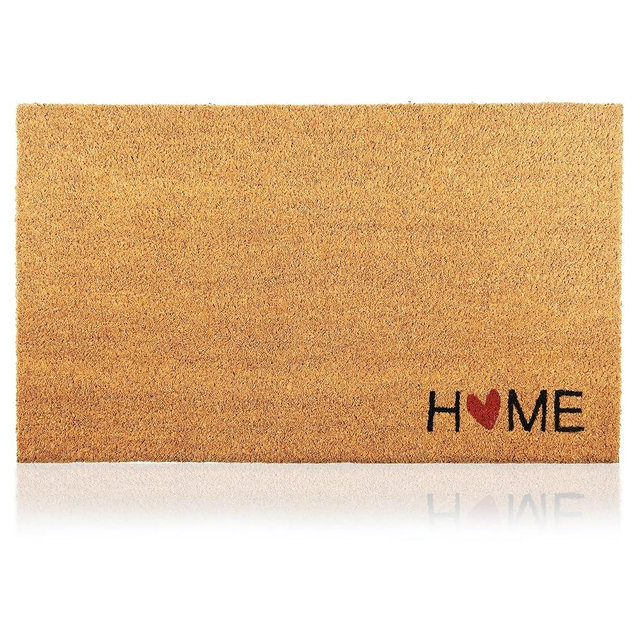 Home Heart - 29"x17" - Coir Door Mat with Heavy Duty Backing - Welcome Mats for Entryway, Porch - Anti-Slip PVC & Coconut Fiber Surface - Natural Home Accessories, Minimalist Original Design