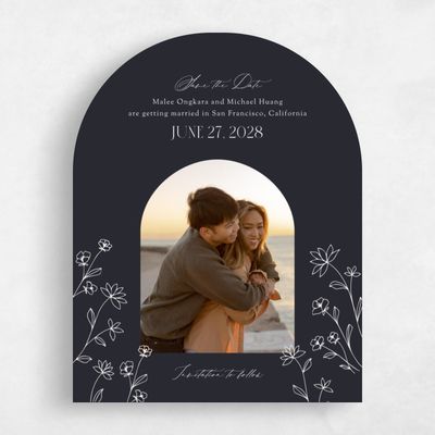 Black Arch Wedding Save the Date - Durham Photo