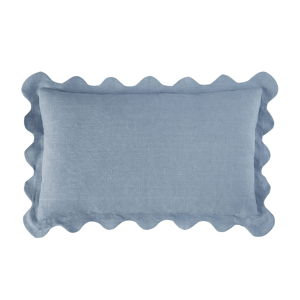 Rue Scalloped Linen Pillow - Cornflower 12"x20"