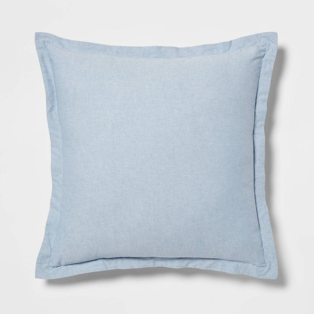 Euro Cotton Linen Blend Chambray Decorative Throw Pillow Light Blue - Threshold™